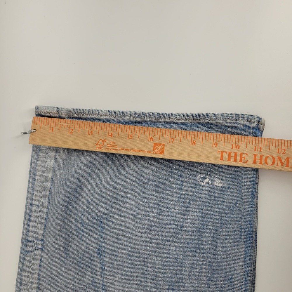 American Eagle Baggy Wide Leg Jeans Womens 10 Short Blue Silver Metallic‎ Coated - Picture 8 of 9
